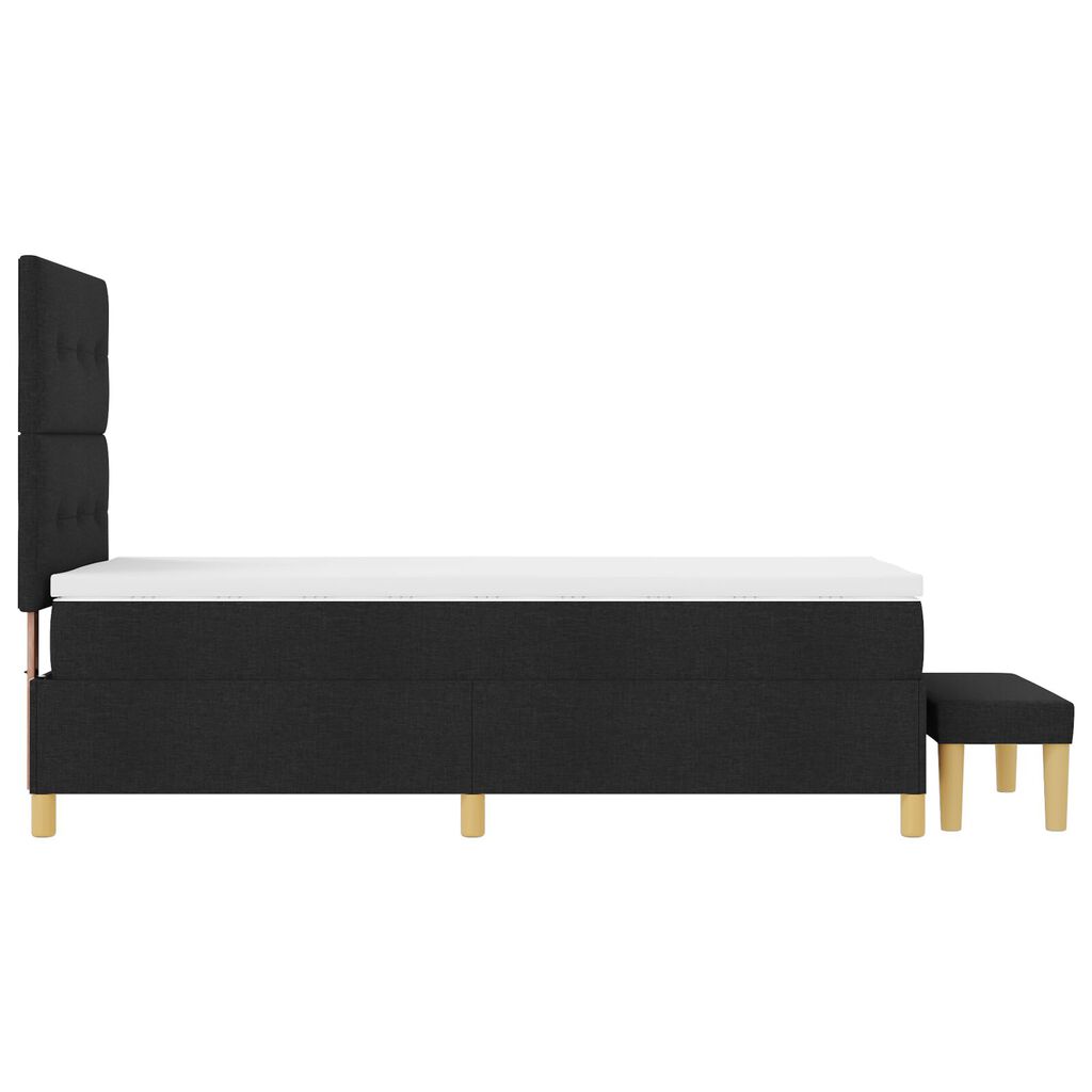vidaXL Κρεβάτι Box Spring με Στρώμα & Πάγκο Μαύρο 80x200 cm Ύφασμα