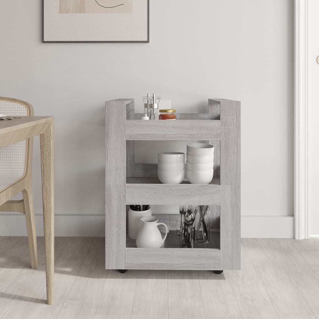 vidaXL Τρόλεϊ Κουζίνας Sonoma Γκρι 60x45x80 εκ. από Επεξεργασμένο Ξύλο