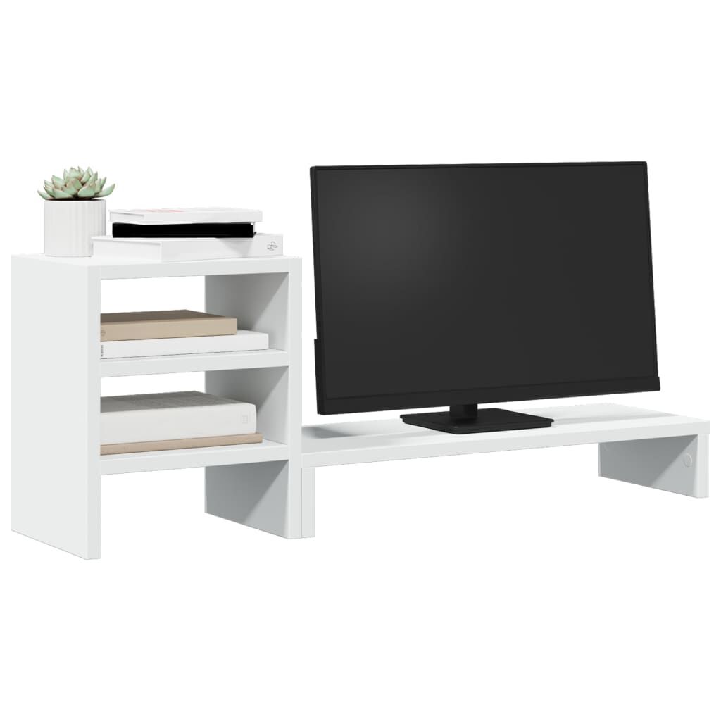 vidaXL Βάση Οθόνης με Organiser Γραφείου Λευκή από Επεξ. Ξύλο