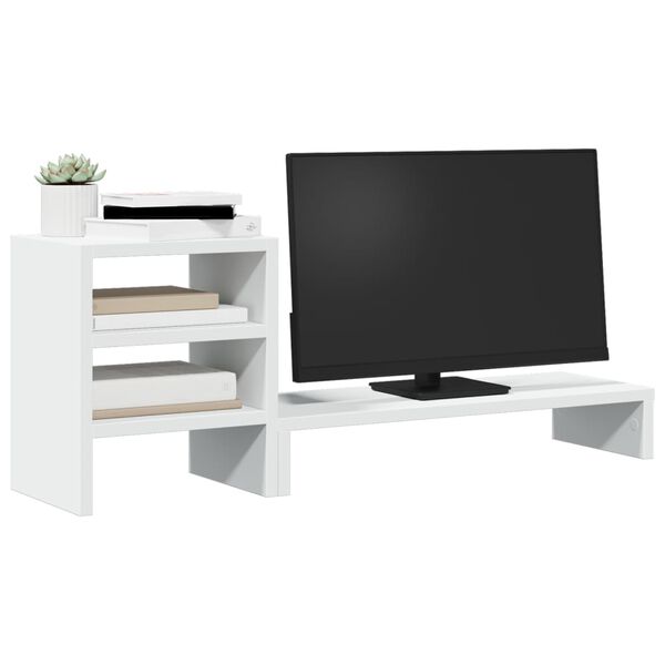 vidaXL Βάση Οθόνης με Organiser Γραφείου Λευκή από Επεξ. Ξύλο