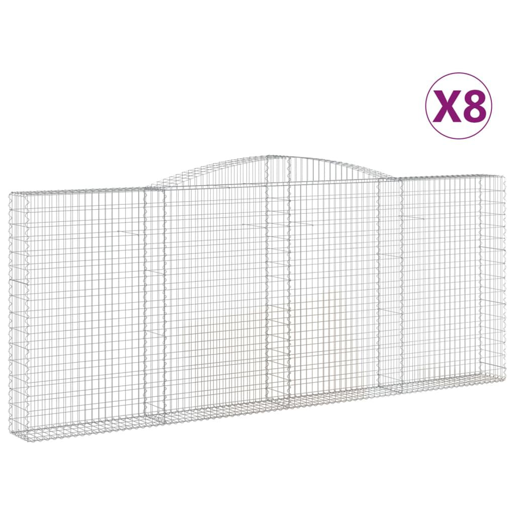 vidaXL Συρματοκιβώτια Τοξωτά 8 τεμ. 400x30x160/180 εκ. Γαλβαν. Ατσάλι