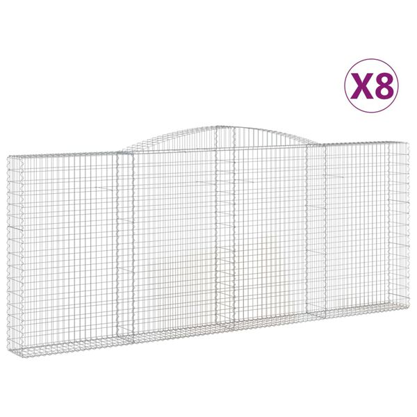 vidaXL Συρματοκιβώτια Τοξωτά 8 τεμ. 400x30x160/180 εκ. Γαλβαν. Ατσάλι