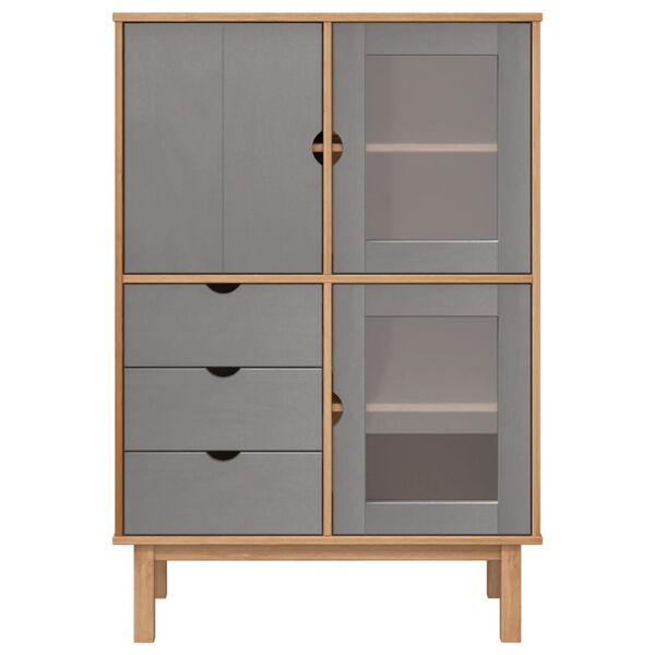 vidaXL Ντουλάπι OTTA Καφέ & Γκρι 85x43x125 εκ. από Μασίφ Ξύλο Πεύκου