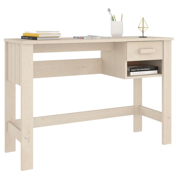 vidaXL Γραφείο HAMAR Καφέ Μελί 110 x 40 x 75 εκ. Μασίφ Ξύλο Πεύκου