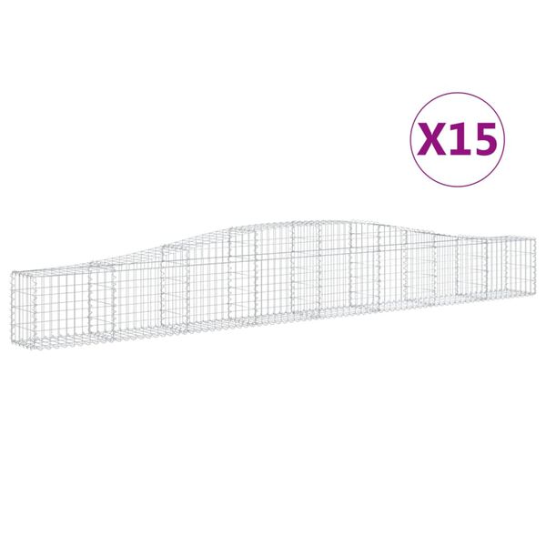 vidaXL Συρματοκιβώτια Τοξωτά 15 τεμ. 400x30x40/60 εκ. Γαλβαν. Ατσάλι