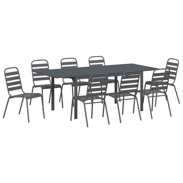 vidaXL Σέτ φαγητού για κήπο 9 pcs Ανθρακί Ατσάλι
