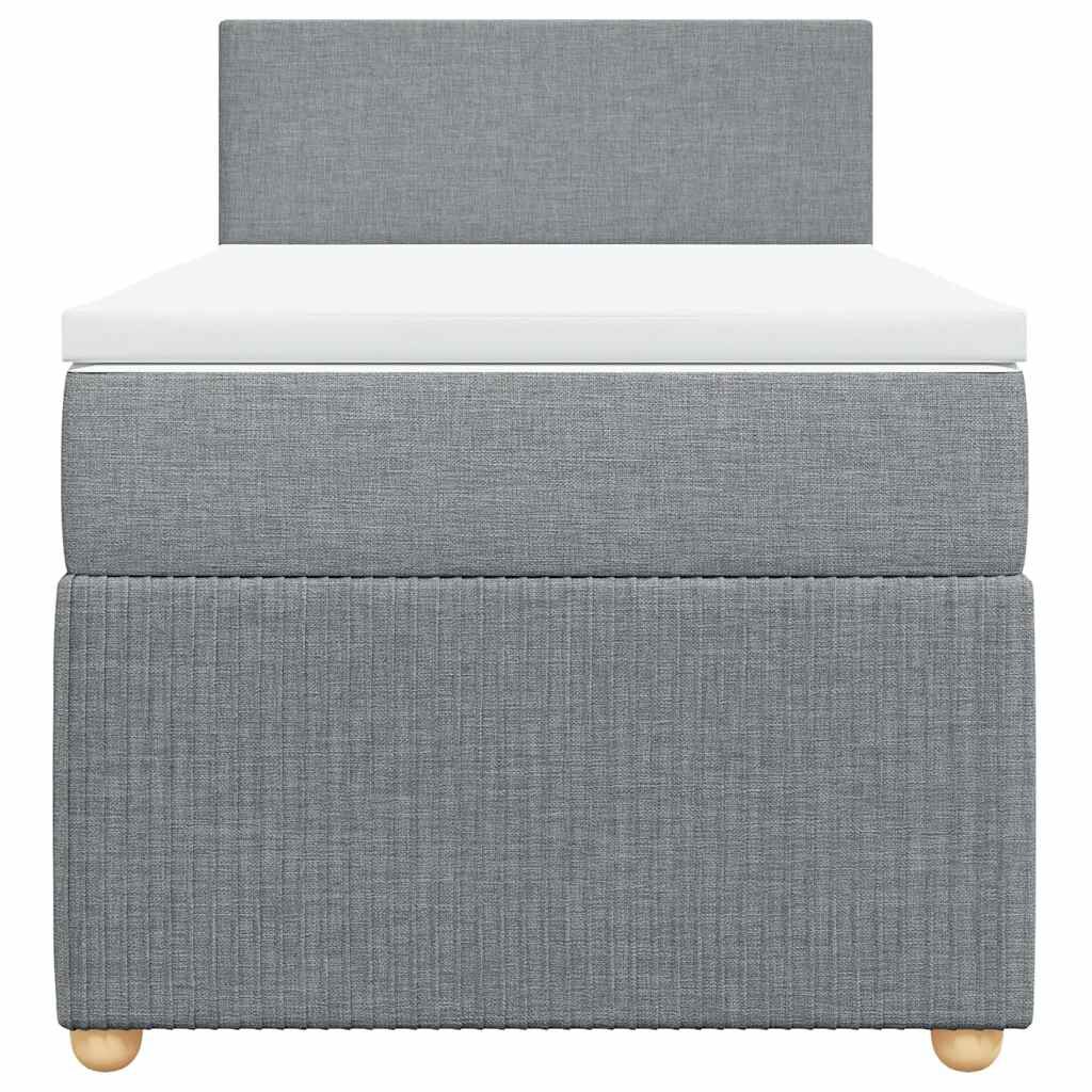 vidaXL Κρεβάτι Boxspring με Στρώμα Ανοιχτό Γκρι 100x200 εκ. Υφασμάτινο