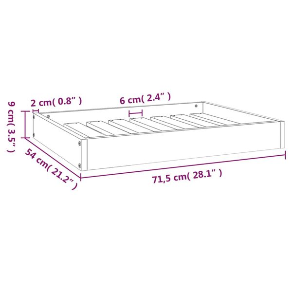 vidaXL Κρεβάτι Σκύλου Μαύρο 71,5 x 54 x 9 εκ. από Μασίφ Ξύλο Πεύκου