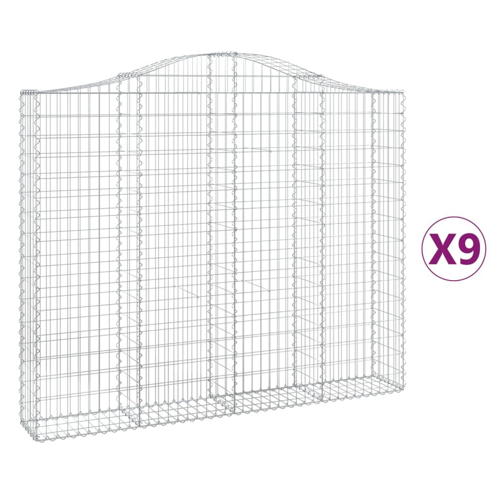 vidaXL Συρματοκιβώτια Τοξωτά 9 τεμ. 200x30x160/180 εκ. Γαλβαν. Ατσάλι
