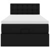 vidaXL Οθωμανικό κρεβάτι με στρώματα & LEDs Μαύρο Faux Leather