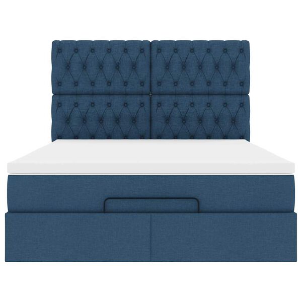 vidaXL Οθωμανικό κρεβάτι με στρώμα μπλε 140x200cm ύφασμα