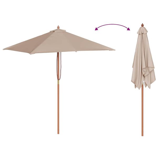 vidaXL Ομπρέλα Κήπου Χρώμα Taupe 150 x 200 εκ. με Ξύλινο Ιστό
