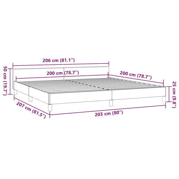 vidaXL Σκελετός Κρεβατιού Χωρίς Στρώμα Taupe 200x200 εκ.Υφασμάτινο
