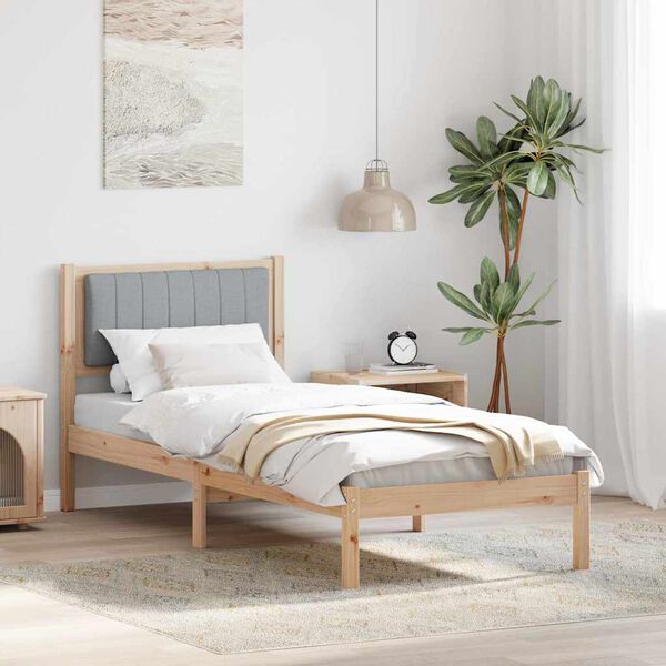 vidaXL Σκελετός Κρεβατιού με Επενδεδυμένο Κεφαλάρι Ανοιχτό γκρι