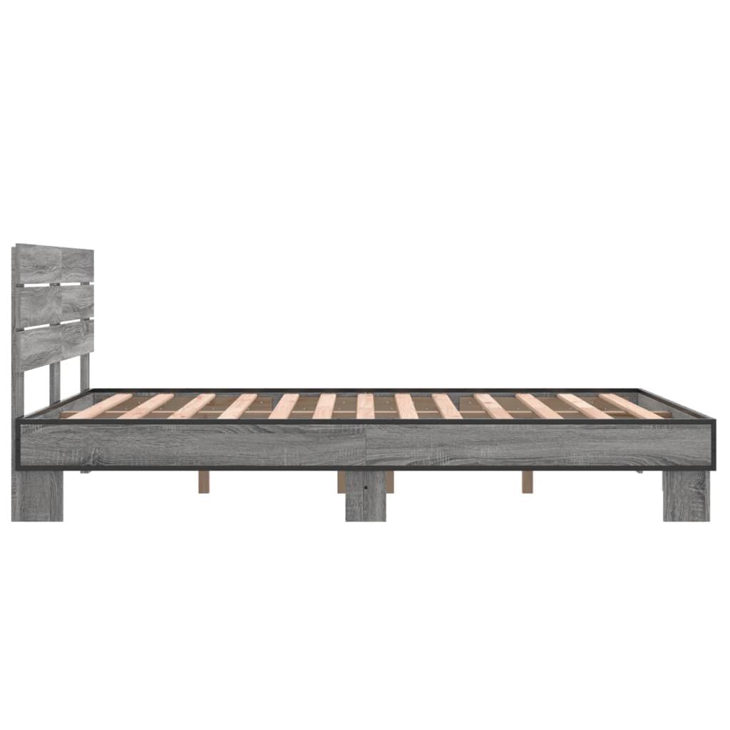 vidaXL Πλαίσιο Κρεβατιού Γκρι Sonoma 140x200 εκ. Επεξ. Ξύλο & Μέταλλο