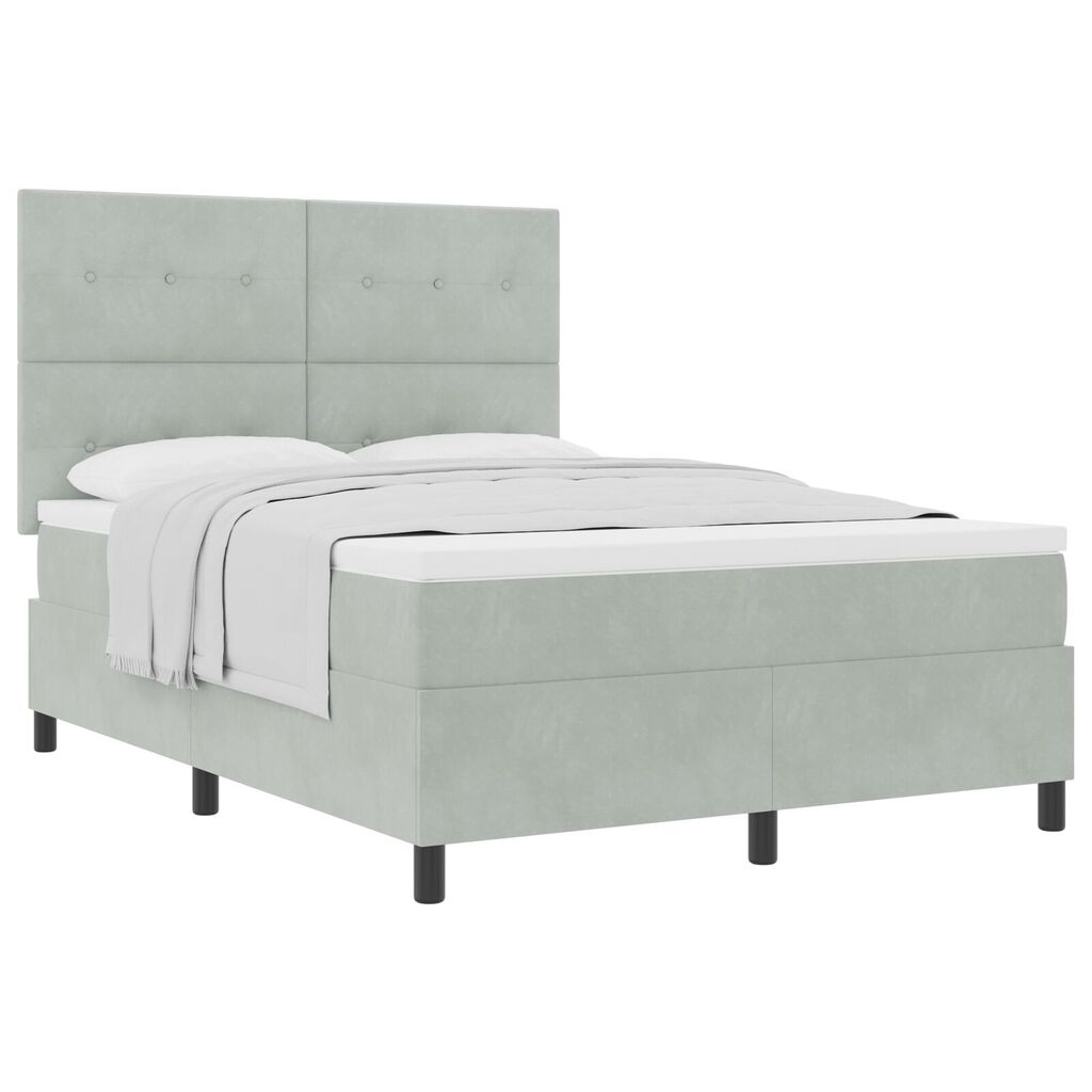 vidaXL Κρεβάτι με Στρώμα Light Grey 160x200 cm Βελούδο