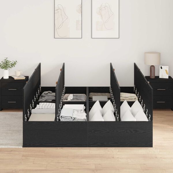 vidaXL Κρεβάτι Αποθήκευσης Μαύρο Δρυ 140 x 200 εκ.