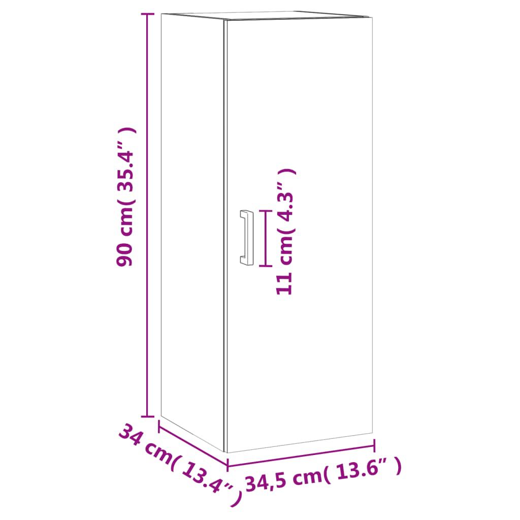 vidaXL Ντουλάπι Τοίχου Sonoma Δρυς 34,5 x 34 x 90 εκ.