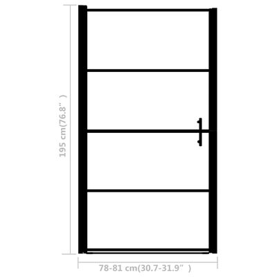 vidaXL Πόρτα Ντουζιέρας Μαύρη 81 x 195 εκ. Αμμοβολισμένο Ψημένο Γυαλί