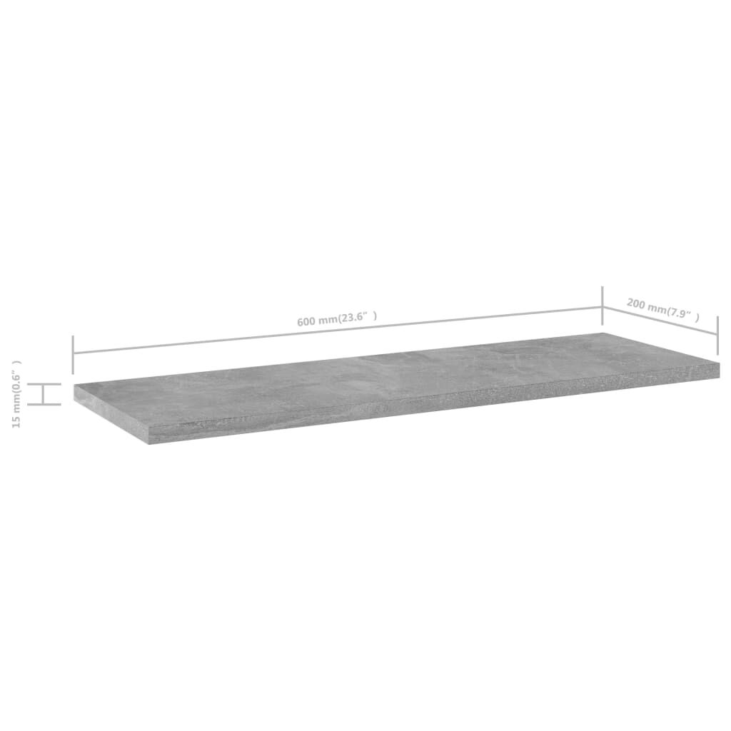 vidaXL Ράφια Βιβλιοθήκης 4 τεμ. Γκρι Σκυροδ. 60x20x1,5 εκ. Μοριοσανίδα