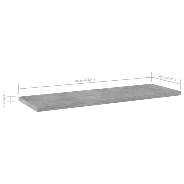 vidaXL Ράφια Βιβλιοθήκης 4 τεμ. Γκρι Σκυροδ. 60x20x1,5 εκ. Μοριοσανίδα