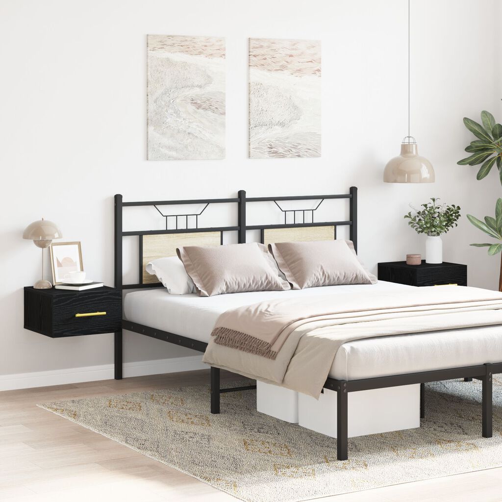 vidaXL Κομοδίνα 2 τεμ Τοίχου Μαύρη Δρυς 35x35x20 εκ