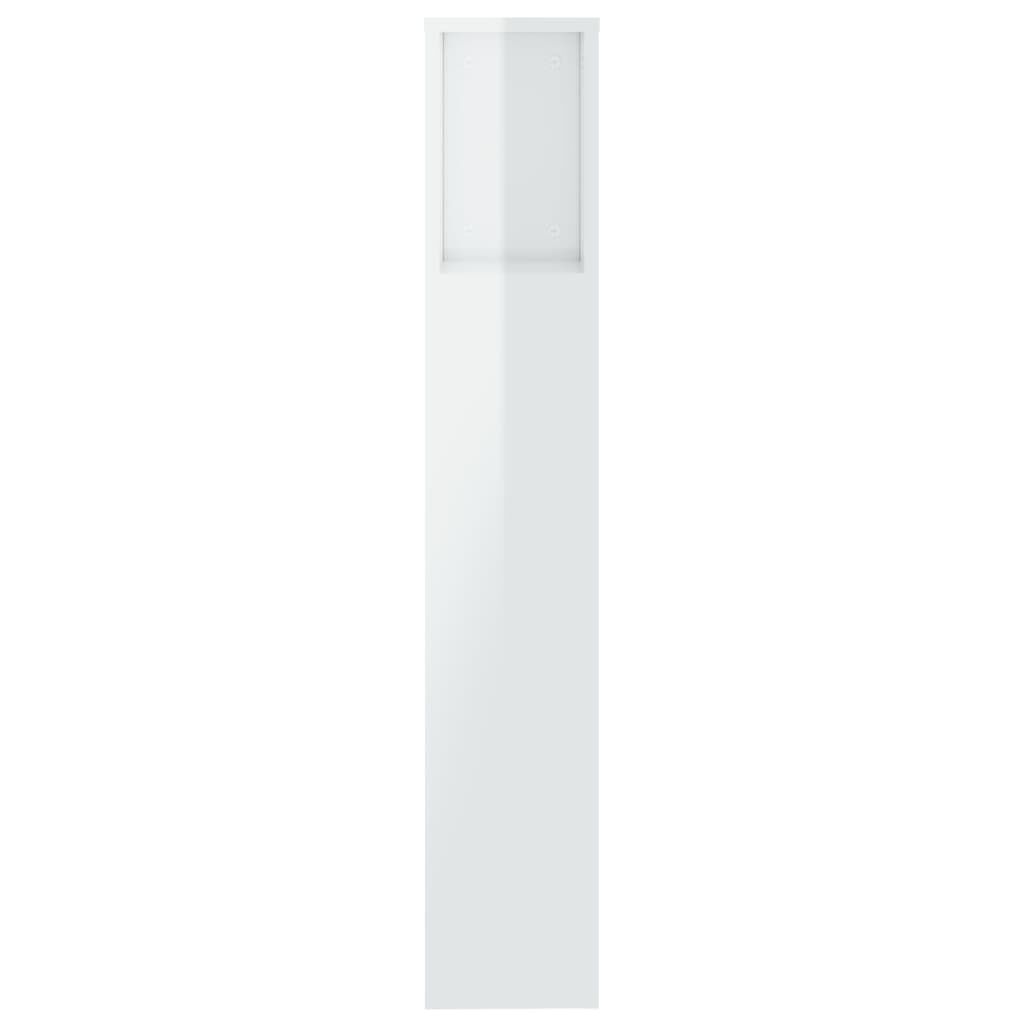 vidaXL Κεφαλάρι Με Αποθ. Χώρο Γυαλιστερό Λευκό 200 x 18,5 x 104,5 εκ.