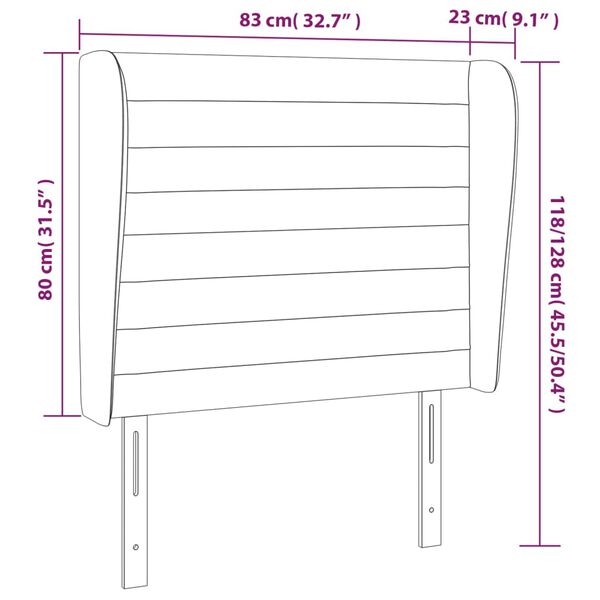 vidaXL Κεφαλάρι με Πτερύγια Ροζ 83x23x118/128 εκ. Βελούδινο