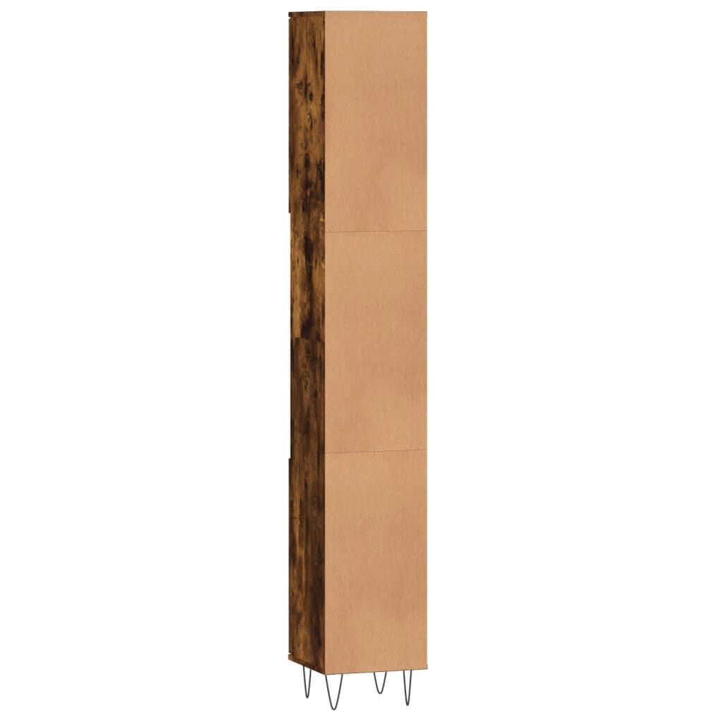 vidaXL Ντουλάπι Μπάνιου Καπνιστή Δρυς 30x30x190 εκ. Επεξεργασμένο Ξύλο