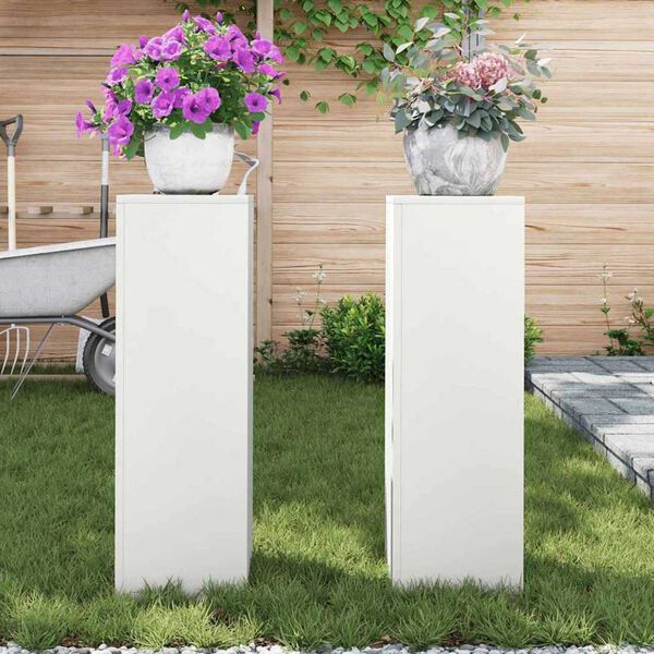vidaXL Στήριξη φυτών 2 pcs Λευκό 24 x 24 x 75 εκ. Ατσάλι