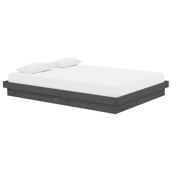 vidaXL Πλαίσιο Κρεβατιού Γκρι 140 x 190 εκ. από Μασίφ Ξύλο