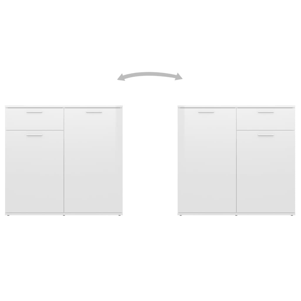 vidaXL Ντουλάπι με Συρτάρι Γυαλιστερό Λευκό 80x36x75 εκ. Επεξ. Ξύλο