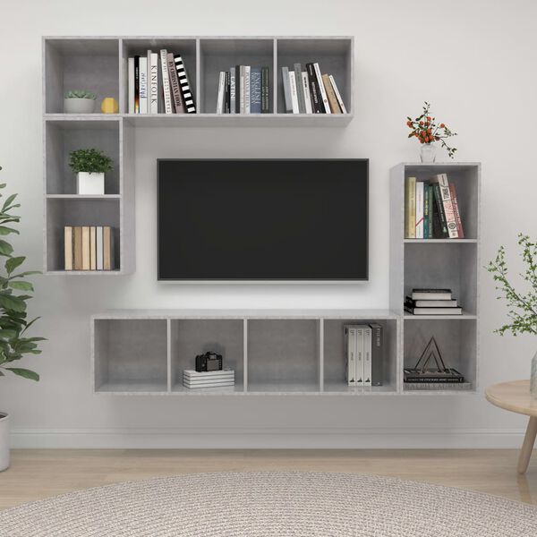 vidaXL Σετ Επίπλων Τηλεόρασης 4Τεμαχίων Γκρι Σκυρ. Επεξεργασμένο Ξύλο