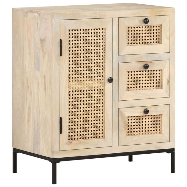 vidaXL Ντουλάπι 60x35x70 εκ. Μασίφ Ξύλο Μάνγκο και Φυσικό Ζαχαροκάλαμο