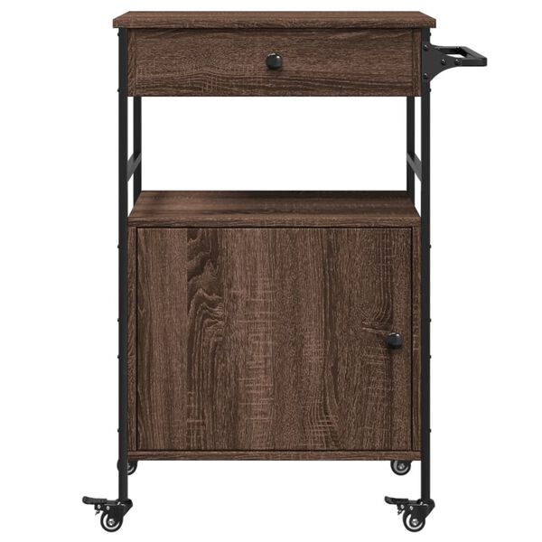 vidaXL Τρόλεϊ Κουζίνας Καφέ Δρυς 56x43x89,5 εκ. από Επεξεργασμένο Ξύλο