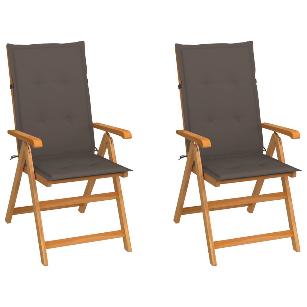 vidaXL Καρέκλες Κήπου 2 τεμ. από Μασίφ Ξύλο Teak με Taupe Μαξιλάρια