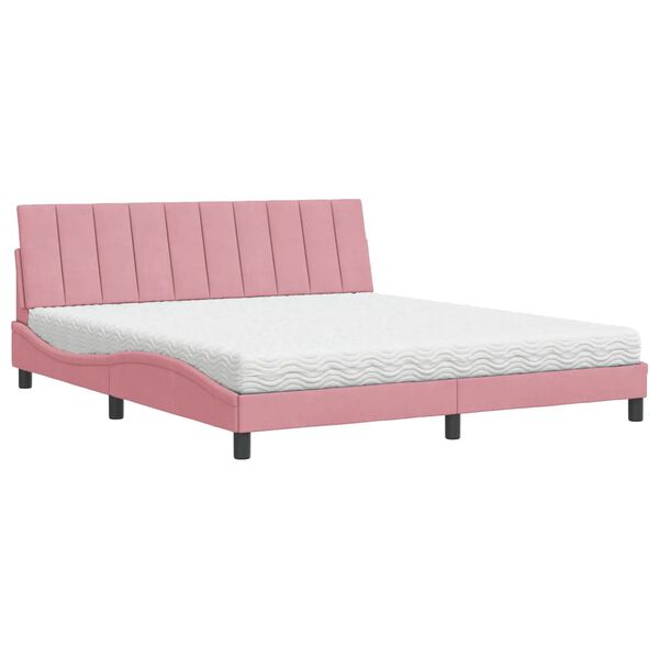 vidaXL Κρεβάτι με Στρώμα Ροζ 180x200 εκ. Βελούδινο