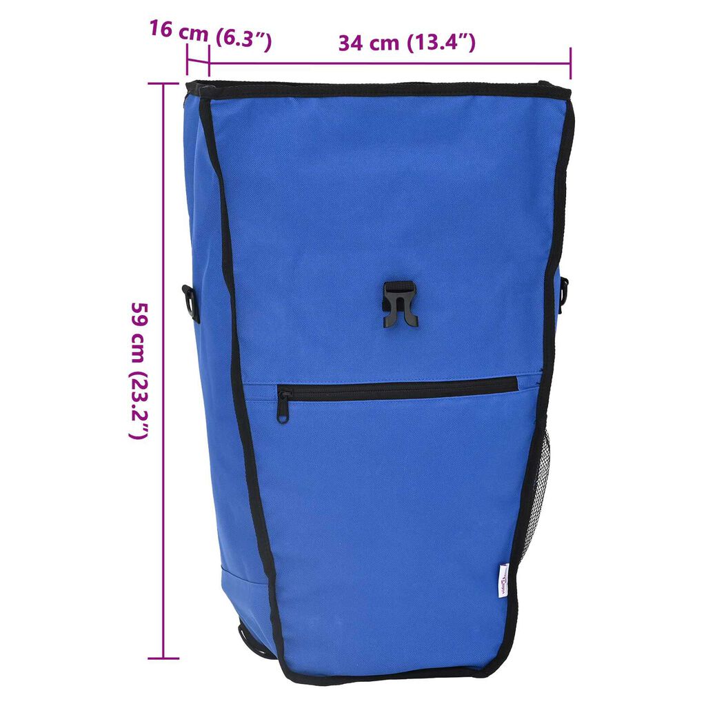 vidaXL Τσάντα Ποδηλάτου για Ράγες Pannier 20 L Μπλε 34x16x59 εκ.