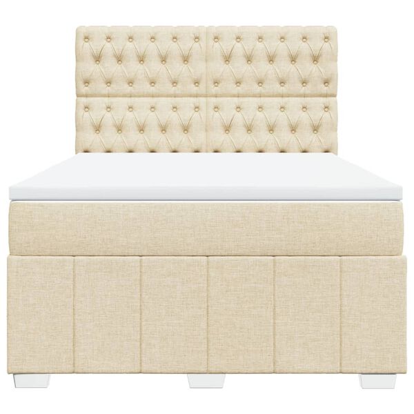 vidaXL &Kappa;&rho;&epsilon;&beta;ά&tau;&iota; Boxspring &mu;&epsilon; &Sigma;&tau;&rho;ώ&mu;&alpha; &Kappa;&rho;&epsilon;&mu; 140x190 &epsilon;&kappa;. &Upsilon;&phi;&alpha;&sigma;&mu;ά&tau;&iota;&nu;&omicron;