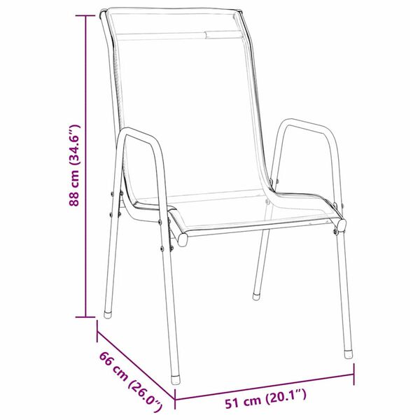 vidaXL Σέτ φαγητού για κήπο 7 pcs Μαύρο Textilene και ατσάλι