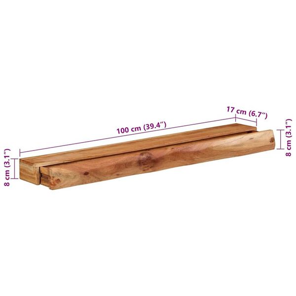 vidaXL Ράφια Τοίχου 2 τεμ. 100x17x8 εκ. από Μασίφ Ξύλο Ακακίας