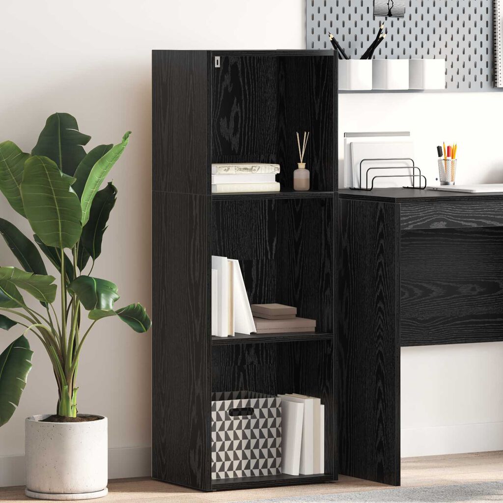 vidaXL Βιβλιοθήκη Μαύρη δρυς 40 x 30 x 114 εκ. Επεξεργασμένο ξύλο
