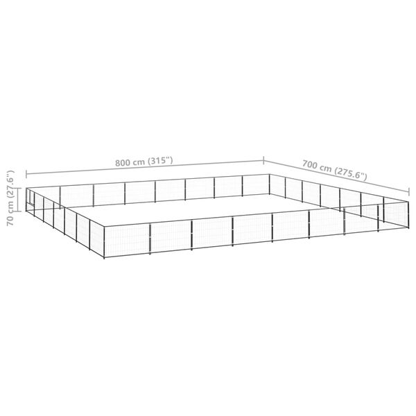 vidaXL Σπιτάκι Σκύλου Μαύρο 56 μ² Ατσάλινο