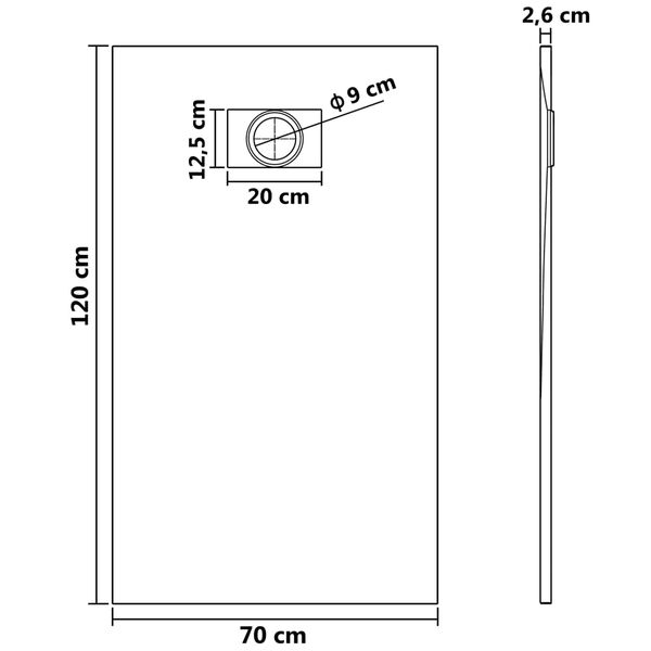 vidaXL Βάση Ντουζιέρας Λευκή 120 x 70 εκ. από SMC