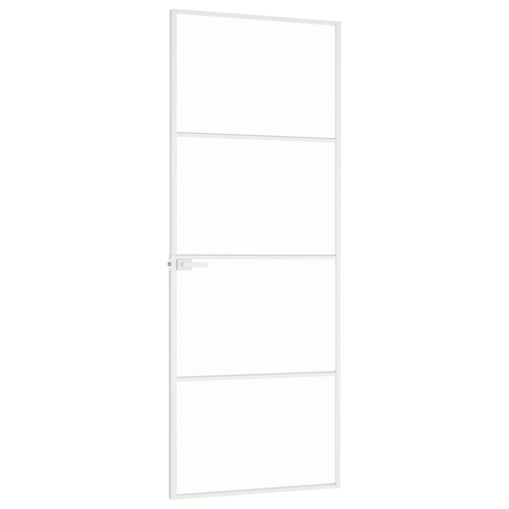 vidaXL Εσωτερική Πόρτα Λευκή 76x201,5 εκ. Ψημένο Γυαλί&Λεπτό Αλουμίνιο