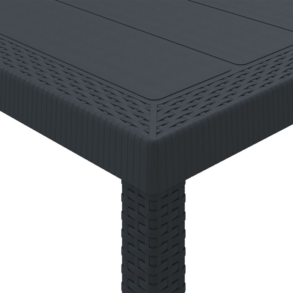 vidaXL Κήπος Τραπέζι Ανθρακί 250x100x73 εκ. Πολυ Ράτταν