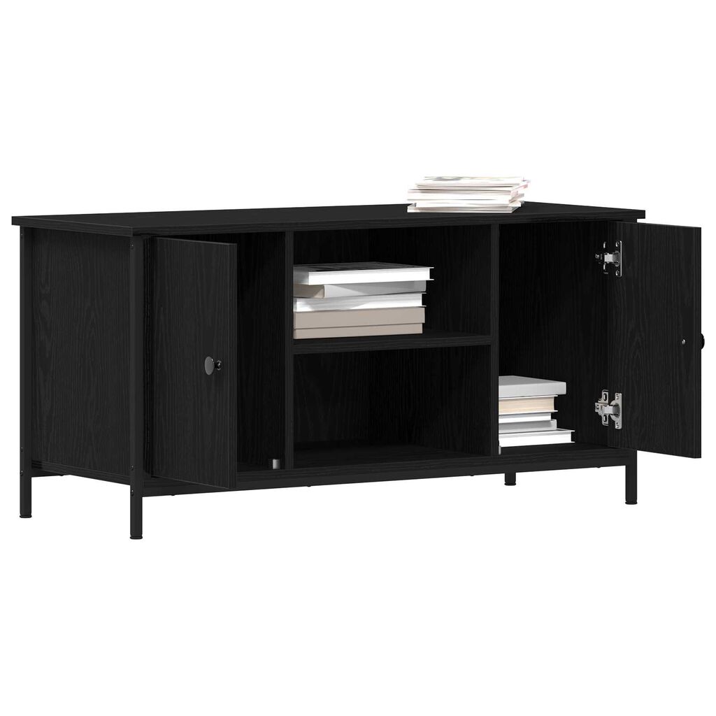 vidaXL Ράφι Τηλεόρασης Μαύρο Δρύινο 100x40x50 εκ. Κατασκευασμένο από Ξύλο και Χάλυβα