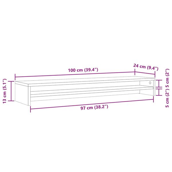 vidaXL Βάση Οθονών Παλαιό Ξύλο 100 x 24 x 13 εκ. από Επεξ. Ξύλο