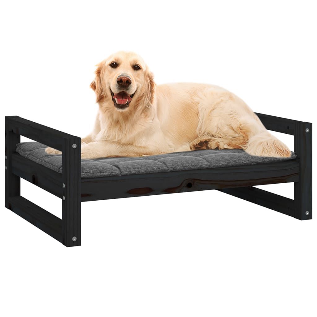 vidaXL Κρεβάτι Σκύλου Schwarz 75,5x55,5x28 εκ. από Μασίφ Ξύλο Πεύκου