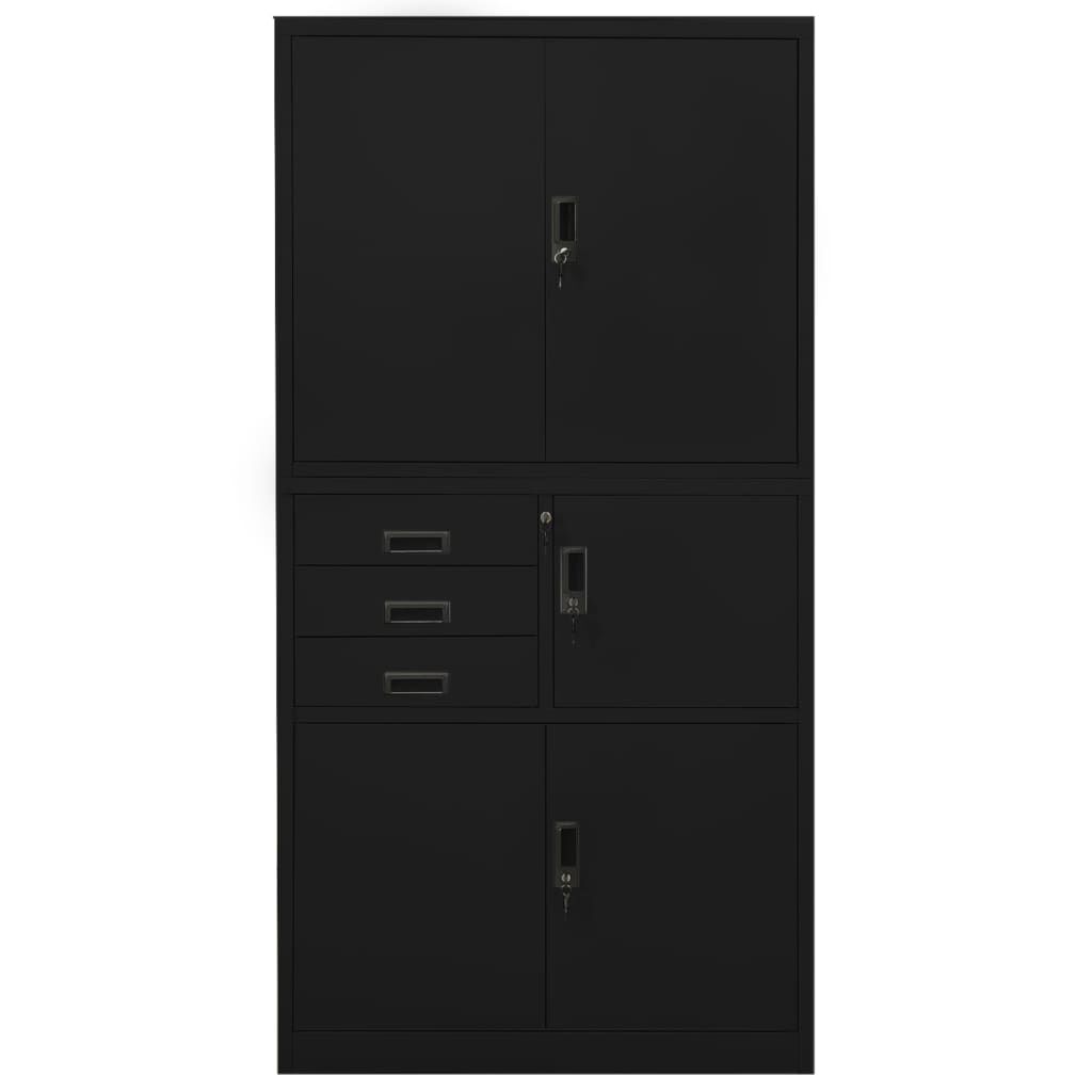 vidaXL Ντουλάπα Γραφείου Μαύρη 90 x 40 x 180 εκ. Ατσάλινη